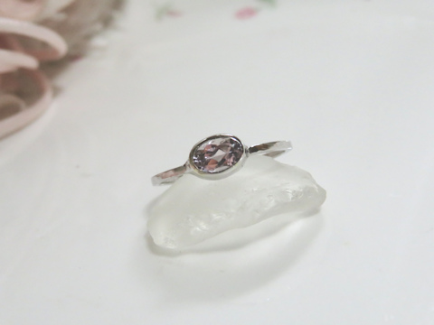 ピンクトパーズリング 細リングafter