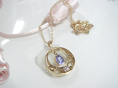 ピンクダイヤモンドとタンザナイトのペンダントafter